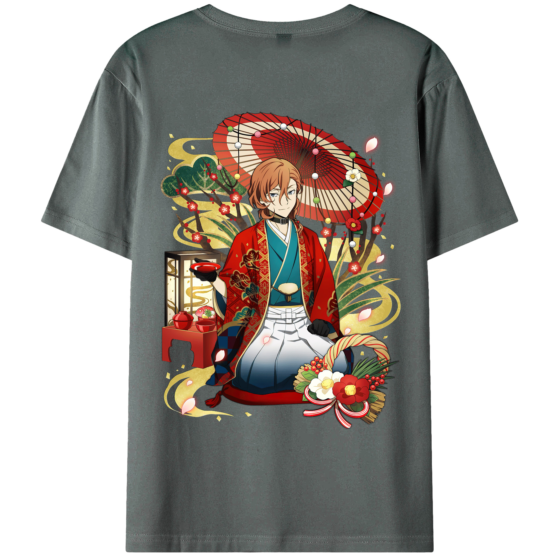 （画像用） 文豪ストレイドッグス Bungo Stray Dogs 綿100％ メンズ半袖Tシャツ（バックプリント） 通気性